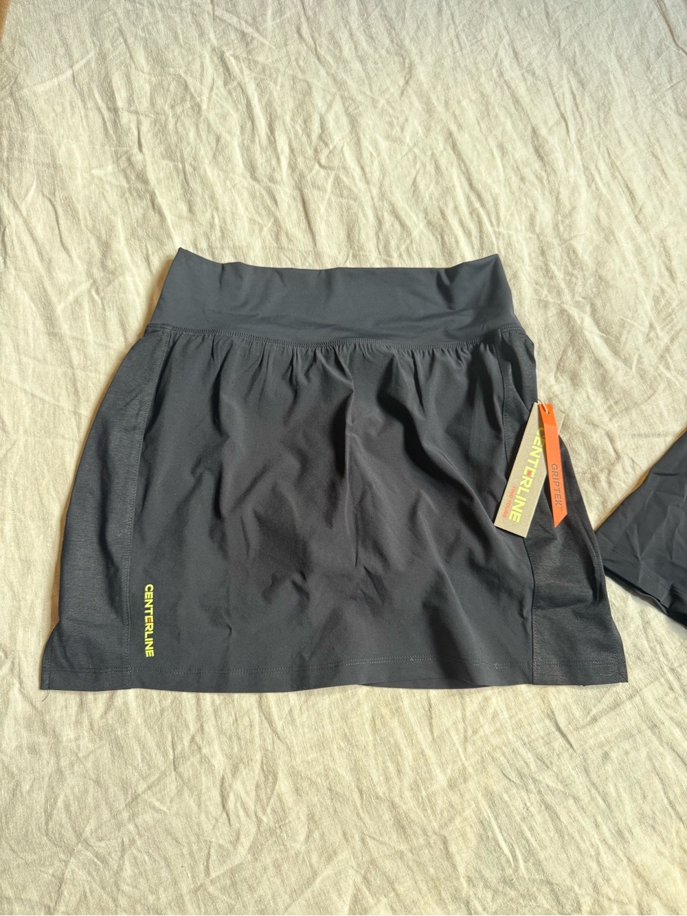 Centerline Black Skort with Neon Yellow Centerline Detail